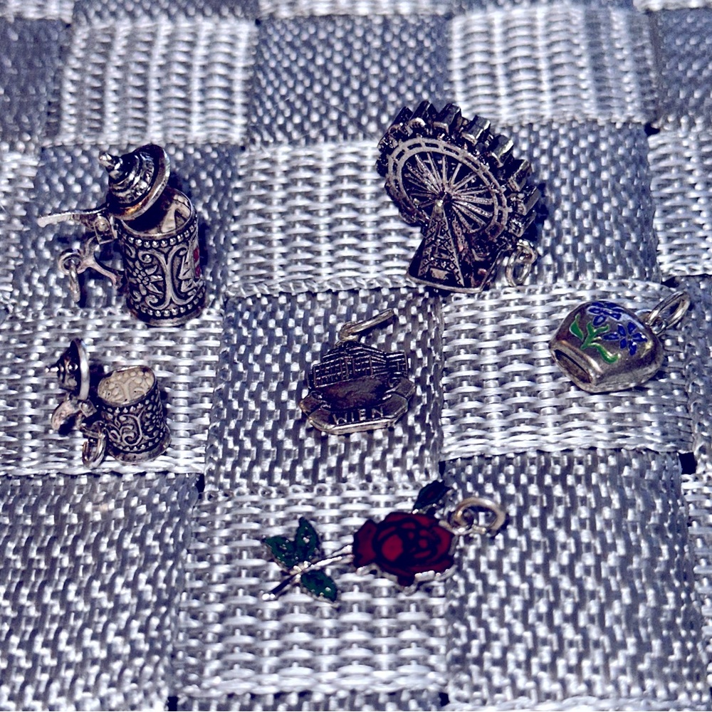 VNTG WEIN German Themed Sterling Silver Charms, set of 6